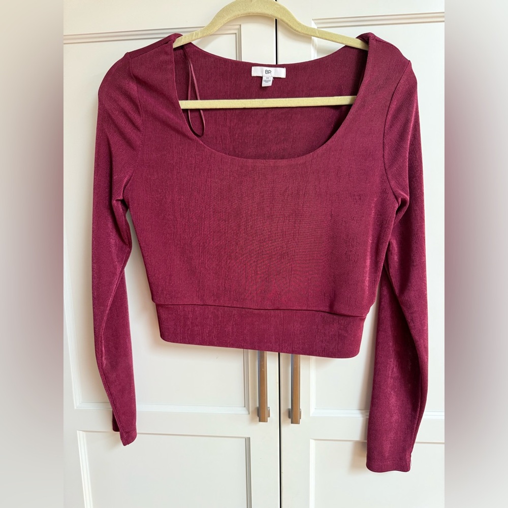 BP Deep Red Long Sleeve Crop Top